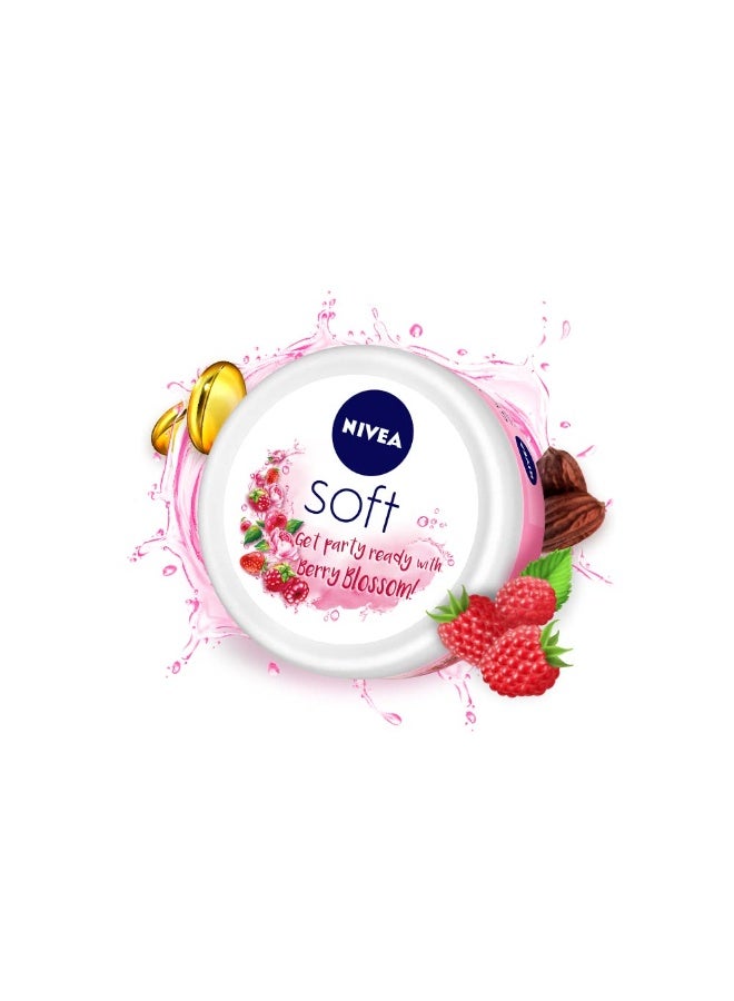 NIVEA Soft Berry Blossom, Light Moisturizer for Face, Hand & Body, Instant Hydration Non-Greasy Cream with Vitamin E & Jojoba Oil, 200 ml - Image 1